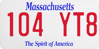 MA license plate 104YT8