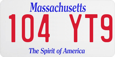MA license plate 104YT9