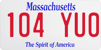 MA license plate 104YU0