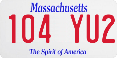 MA license plate 104YU2