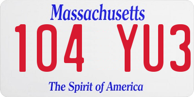 MA license plate 104YU3
