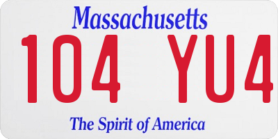 MA license plate 104YU4