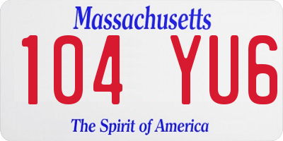 MA license plate 104YU6