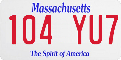 MA license plate 104YU7