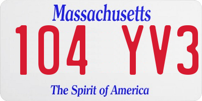 MA license plate 104YV3