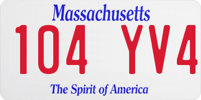 MA license plate 104YV4