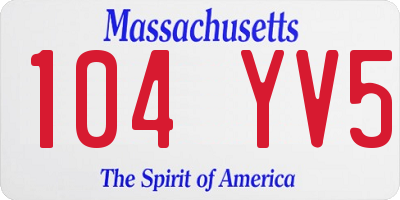 MA license plate 104YV5