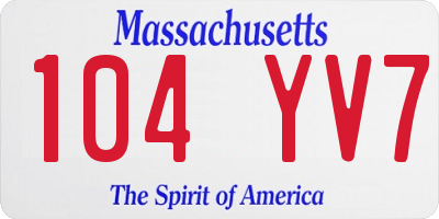MA license plate 104YV7
