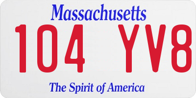 MA license plate 104YV8