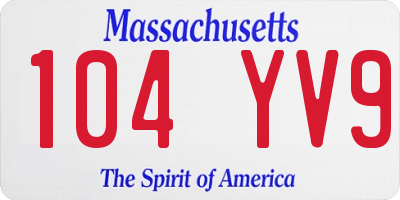 MA license plate 104YV9