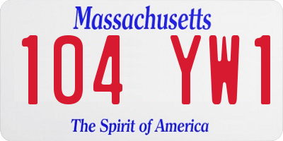 MA license plate 104YW1