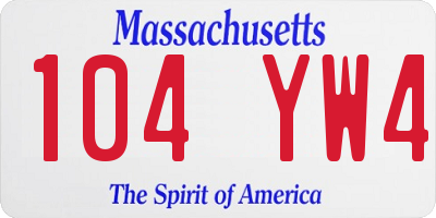 MA license plate 104YW4