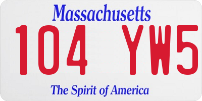 MA license plate 104YW5