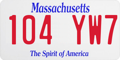 MA license plate 104YW7
