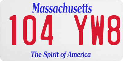 MA license plate 104YW8