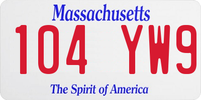 MA license plate 104YW9