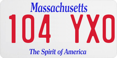 MA license plate 104YX0