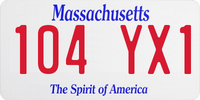 MA license plate 104YX1