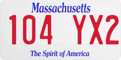 MA license plate 104YX2