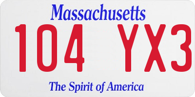 MA license plate 104YX3