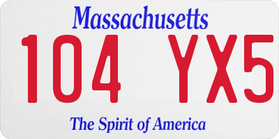 MA license plate 104YX5