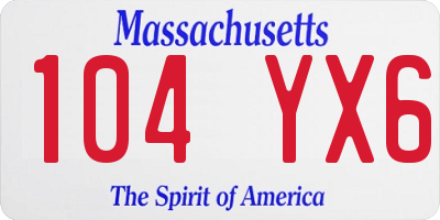 MA license plate 104YX6