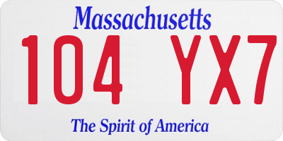 MA license plate 104YX7