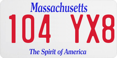 MA license plate 104YX8