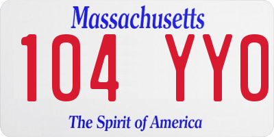 MA license plate 104YY0
