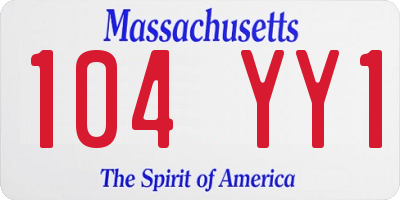 MA license plate 104YY1