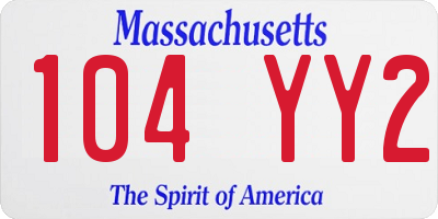 MA license plate 104YY2