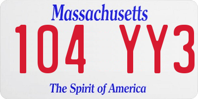 MA license plate 104YY3