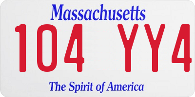 MA license plate 104YY4