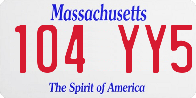 MA license plate 104YY5