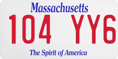 MA license plate 104YY6