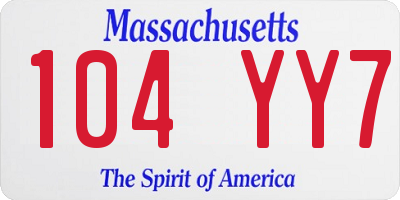 MA license plate 104YY7
