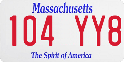 MA license plate 104YY8