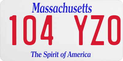 MA license plate 104YZ0
