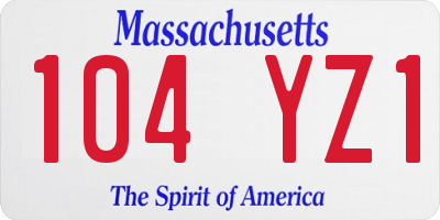 MA license plate 104YZ1