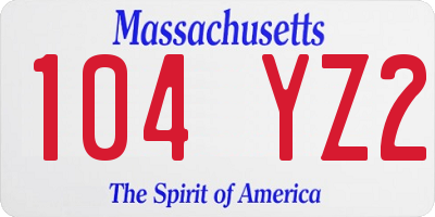 MA license plate 104YZ2