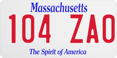 MA license plate 104ZA0