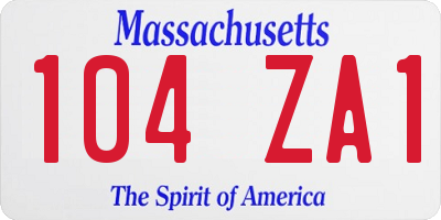 MA license plate 104ZA1