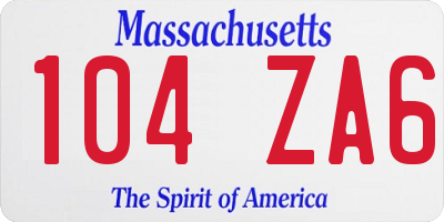 MA license plate 104ZA6