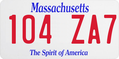 MA license plate 104ZA7