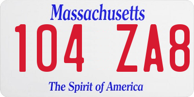 MA license plate 104ZA8