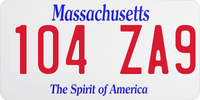 MA license plate 104ZA9