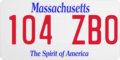 MA license plate 104ZB0