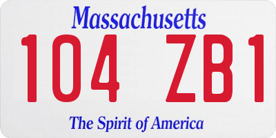 MA license plate 104ZB1