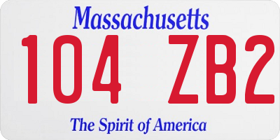 MA license plate 104ZB2