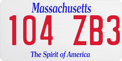 MA license plate 104ZB3